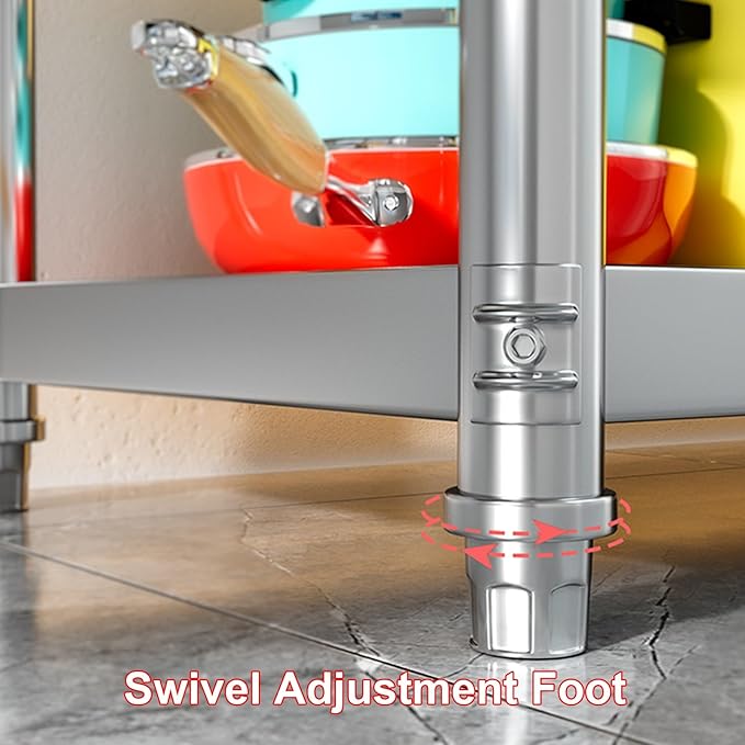 Thickened Stainless Steel Workbench Open Shelf Three Tier Prep Table Commercial Kitchen Metal Table Baking Table(43.3 * 15.7 * 31.5in)