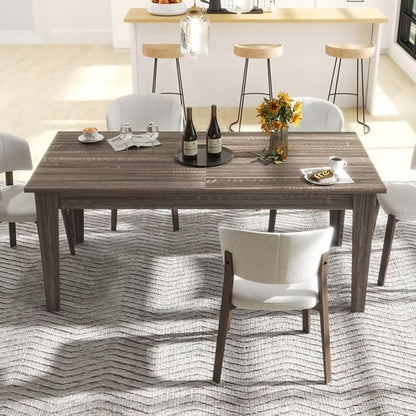 106.3" Wood Expandable Dining Table for 8-12 Person, Modern Extendable Dining Room Table Large Rectangle Dining Table with Leaf Extension Pedestal Dining, Dark Oak