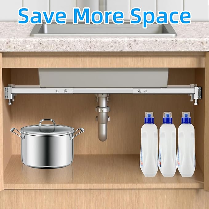Qualward Undermount Sink Supports Brackets,Adjustable Undermount Sink Support, Stainless Steel Installation Kit for Undermount Kitchen Sink (15-24 inches)