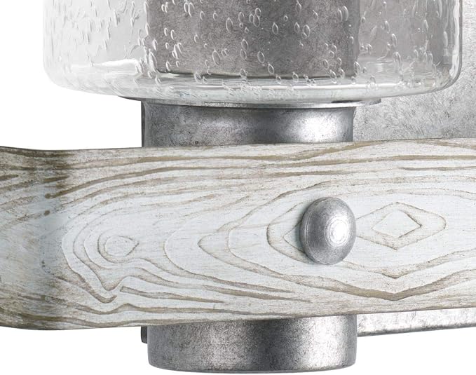 Progress Lighting Gulliver Collection 3-Light Clear Seeded Glass Coastal Bath Vanity Light Galvanized