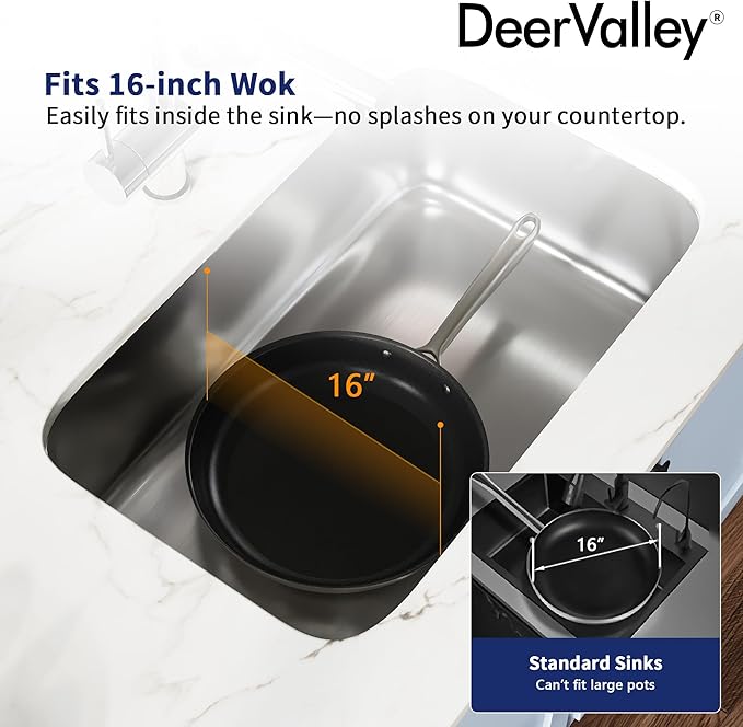 DeerValley 30 Inch Undermount Kitchen Sink 18 Gauge Stainless Steel Kitchen Sink Spacious Single Bowl Sinks with Basket Strainer Curved Shape Round Corner Deep Sinks for Modern Kitchens