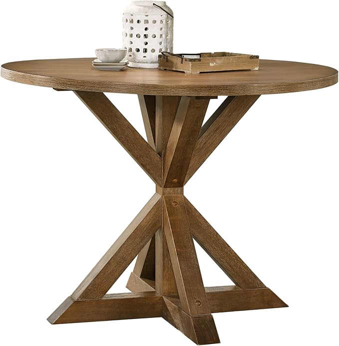 Cross-Buck Base Counter Height Table - Modern Farmhouse Dining Table for Kitchen Islands, Bars, and Casual Dining Areas