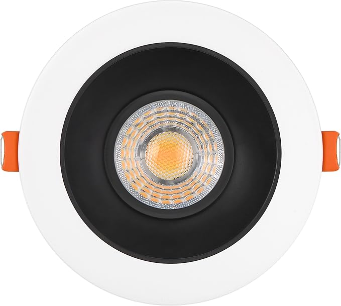Maxxima 4 in. Ultra-Thin Recessed Anti-Glare LED Downlight - Canless IC Rated, 1200 Lumens, 5 Color Temperature Selectable 2700K/3000K/3500K/4000K/5000K, Dimmable Round White Trim Black Baffle, 90 CRI
