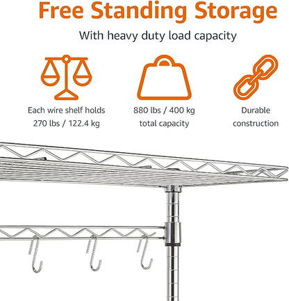 Amazon Basics Kitchen Storage Baker's Rack with Removable Wood Top, Chrome/Beige, 24"W x 59"H x 18"D
