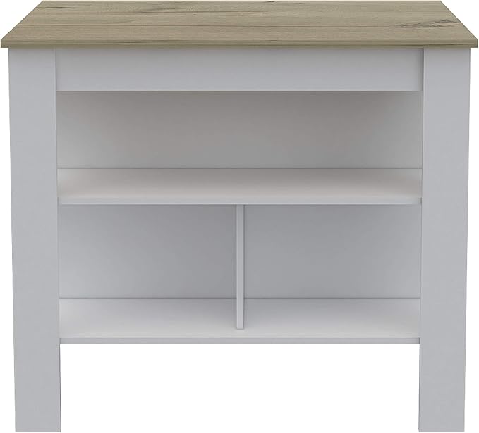 GOWE Cala Kitchen Island Antil, Three Shelves, Four Legs -Light Oak/White
