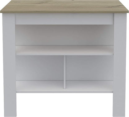 GOWE Cala Kitchen Island Antil, Three Shelves, Four Legs -Light Oak/White