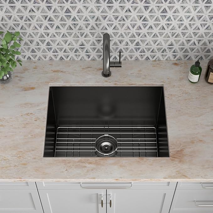Kichae 21 Laundry Sink Undermount Black - 21x18 Inch Undermount Utility Sink Stainless Steel 12" Deep Single Bowl Under Counter Laundry Utility Room Handmade Basin