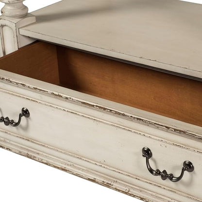 Liberty Furniture Magnolia Manor Kitchen Island Gathering Table - Antique White & Weathered Bark W36 x D60 x H36