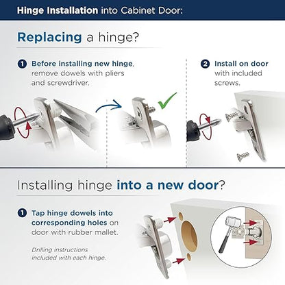 Amerock 2 Pack 3/4 inch Overlay Soft-Closing Compact Concealed Hinge for Face Frame Cabinet, 105-degree Opening Angle with 3-Way adjustability
