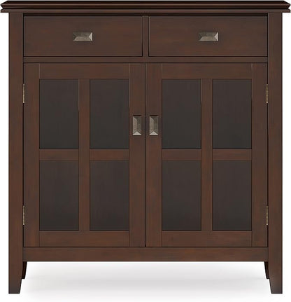SIMPLIHOME Artisan SOLID WOOD 36 Inch Wide Contemporary Entryway Storage Cabinet in Russet Brown, For the Living Room, Entryway and Family Room