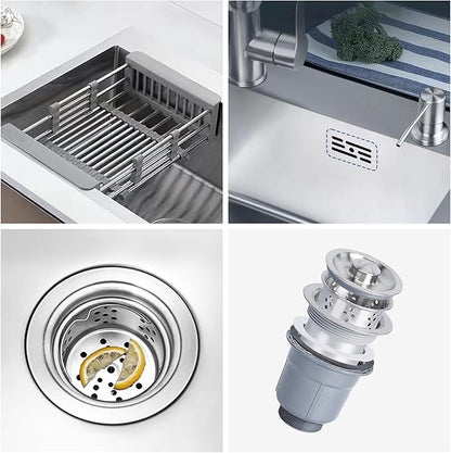 32 x 18 Inch Drop in Kitchen Sink, Nano-Coated Topmount Single Bowl Stainless Steel Sink with Drain Kit Baskets