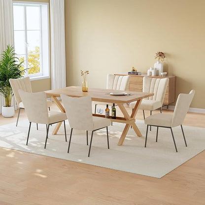 HIPIHOM 63 Inch Kitchen Table and Chairs Set, MDF Dining Table with Chairs, Thickened Surface and Sturdy Metal Legs, Ideal for Small Spaces and Kitchen Use