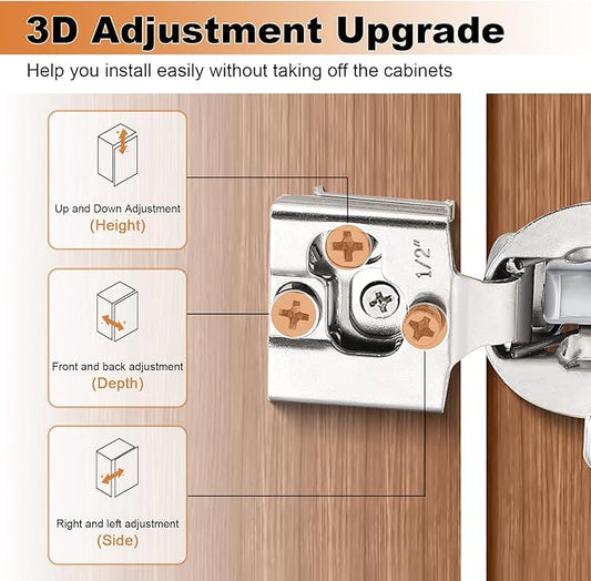 Probrico 4 Pack 2 Pair 1/2 inch Overlay Soft Close Cabinet Hinges Hidden Door Hinge for Kitchen Cabinet Hinges Concealed Self Closing Face Frame for Cupboard, Wardrobe, 105 Degree Opening Angel