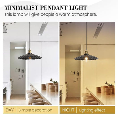Plug in Hanging Light,15.7 Inch Retro Black Metal Shade Plug in Hanging Lamp On/Off Switch Dining Room Hallway Vintage Hanging Pendant Light for Farmhouse 2Pack