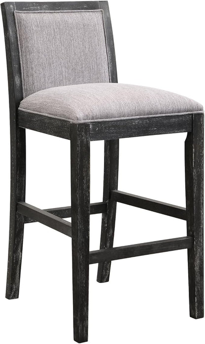 of 2 Bar Stools, 30.5 Inch. Fabric Upholstery and Rubberwood Frame. Retro Chairs for Kitchen Island, Bedroom, Dining. Soft Seating 2 30.5" Stools. Frame with Cozy Cushion. Kitchen, Dining Room.
