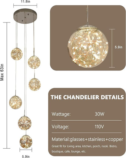 Long Chandeliers for High Ceilings,Modern Crystal Pendant Light,Raindrop Drop Lamp,Hanging Flush Mount Lighting Fixtures for Spiral Staircase,Foyer,Entryway,Living Room