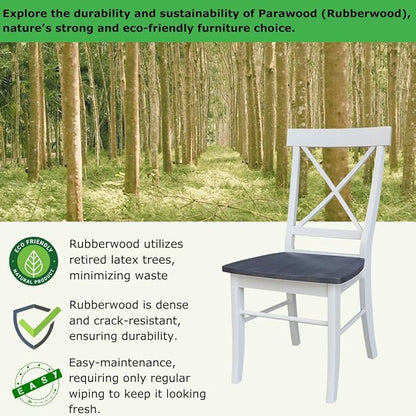 IC INTERNATIONAL CONCEPTS X-Back Solid Wood Chair - Set of 2 Chairs in White/Heather Gray