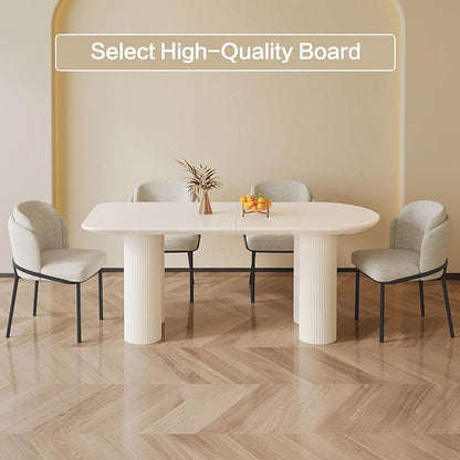 Dining Table Set for 6, Modern Kitchen Table with 6 Chairs, Dining Room Table Set for Kitchen,Dining Room,Home & Office (62.99" White Table with 6 Chairs)