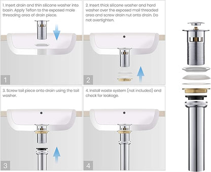 KIBI KBF1010 Solid Brass Single Handle Single Hole Circular X Faucet for Bathroom Sink with Pop Up Drain | High Arc Faucet Spout | Chrome Finish | Corrosion and Rust Resistant