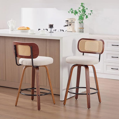 Modern Dining Chairs, Mid-Century Upholstered Kitchen Table and Chairs for Dining Room, Sturdy Stable Swivel Side Chairs with Easy Assembly for Kitchen Island, Bar, Counter or Living Room,Beige-Foam-s