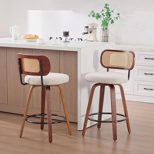 Modern Dining Chairs, Mid-Century Upholstered Kitchen Table and Chairs for Dining Room, Sturdy Stable Swivel Side Chairs with Easy Assembly for Kitchen Island, Bar, Counter or Living Room,Beige-Foam-s