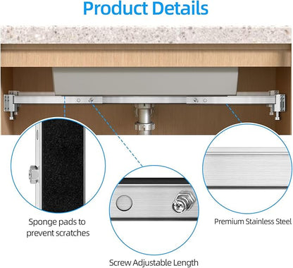Qualward Undermount Sink Supports Brackets,Adjustable Undermount Sink Support, Stainless Steel Installation Kit for Undermount Kitchen Sink (15-24 inches)