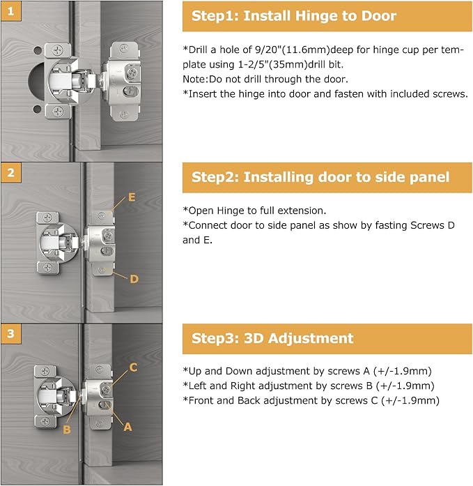 Furniware 20 Pieces 1-1/4 in Overlay Soft Close Concealed Hinge for Face Frame Door, 105° Open Angle Concealed Stainless Steel Hinges for Face Frame Door, Soft Close Cabinet Hinge Satin Nickel