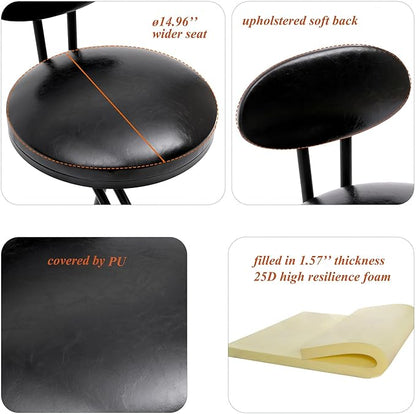 Bar Stools Upholstered Counter Height Barstools for Kitchen Island,Set of 2,Modern PU Leather Dining Chairs with Footrest