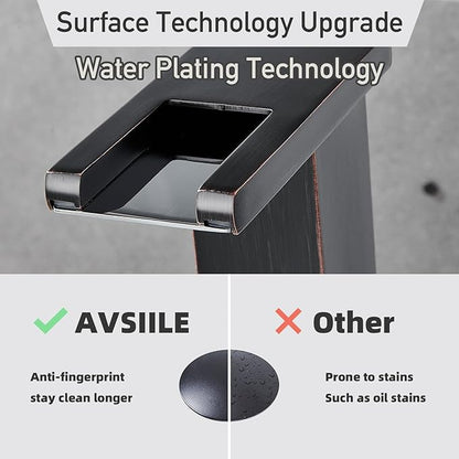 AVSIILE LED Bathroom Faucet 3 Hole, Oil Rubbed Bronze Waterfall Bathroom Faucets, 8 Inch Widespread Modern Bathroom Sink Faucet & Parts, Wide Spread Touch On Three Hole 2 Handle Bathroom Vanity Faucet