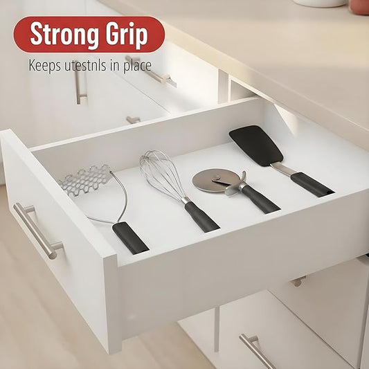 Coavas Shelf and Drawer Liner, Non Slip Extra Grip Non Adhesive Waterproof Thickened Cabinet Mat, Easy Cut for Kitchen Pantry Bathroom Dresser Cupboard (White, 12IN x 20FT)