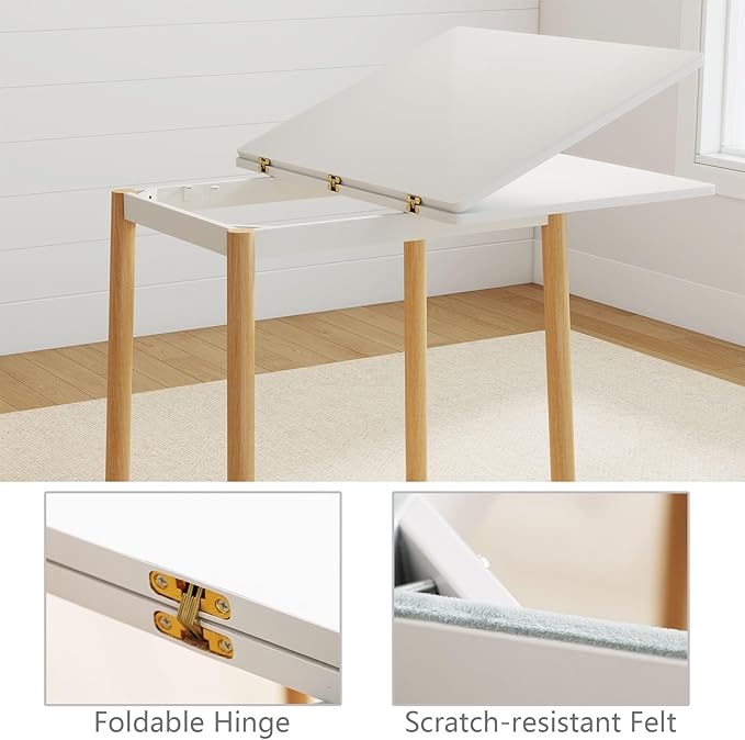 47" Wooden Foldable Kitchen Table Dining Table Rotating Table 4-6 People