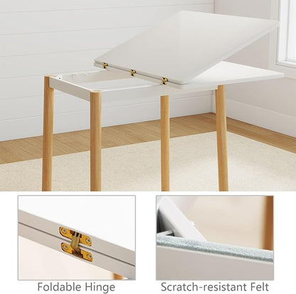 47" Wooden Foldable Kitchen Table Dining Table Rotating Table 4-6 People