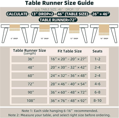FEXIA Boho Table Runner for Thanksgiving Home Decor 48 Inches Long Farmhouse Rustic Table Runner Cream & Brown Macrame(Without Tassel) for Dining Bedroom Decor Rustic Bridal Shower (12x48 Inches)