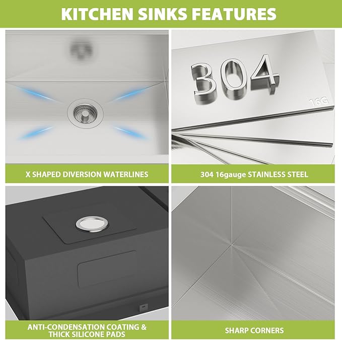 39-inch Drop In Kitchen Sink - Double Bowl 60/40 Multifunctional Workstation Large Kitchen Sink, 304 Stainless Steel 16 Gauge Above Counter Sinks for Kitchen with Mixing Bowl, 39''x22''x10''