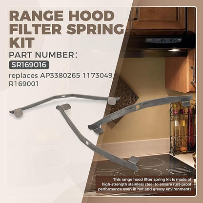 SR169016 Range Hood Filter Spring Kit for Broan Nutone Kenmore Vent Hood Replaces AP3380265 1173049 R169001, 3 Pack