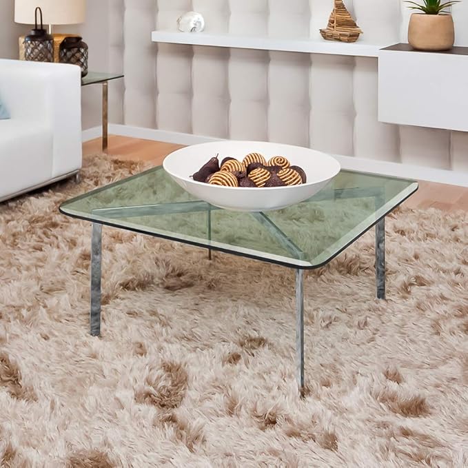 Dulles Glass 12 inch Square Glass Table Top - Tempered - 1/2" Thick Glass Surface, Safe Beveled Edge, Eased Corners, Multipurpose for Dining Table, Patio, Coffee and End Table
