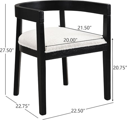Christopher Knight Home Elev Set of 2 Fabric Upholstered Dining Chairs, Living Room Barrel Accent Chair Set, Round Backrest Dining Room Chair, Kitchen Island Extra Seat, Cream+Black