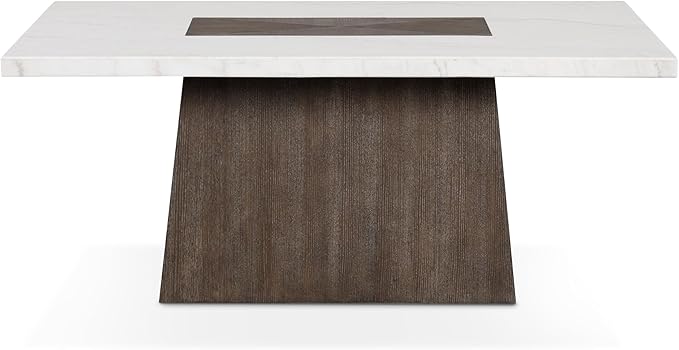Furniture of America Rafferty Modern Solid Wood 70-inch Rectangle Dining Table with Genuine White Marble Tabletop and Tapered Pedestal Base, Seats up to 6, for Home Kitchen, Living Room, Dark Walnut