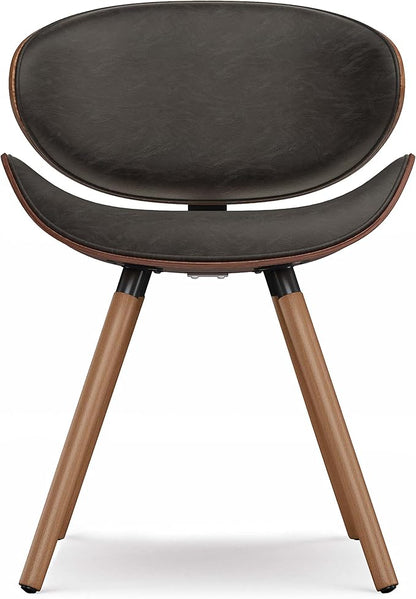 SIMPLIHOME Marana Dining Chairs - Upholstered Bentwood Back and Vegan Leather Kitchen Chair in Distressed Brown, Mid-Century Modern Dining Room Seating with Contoured Seat and Beech Wood Base
