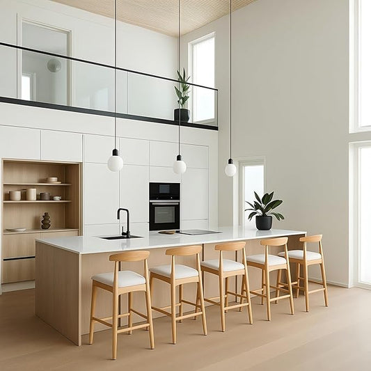 Mid-Century Modern Design 24" Counter Stools,Upholstered Counter Stools with Legs for Kitchen Island，Dining Room