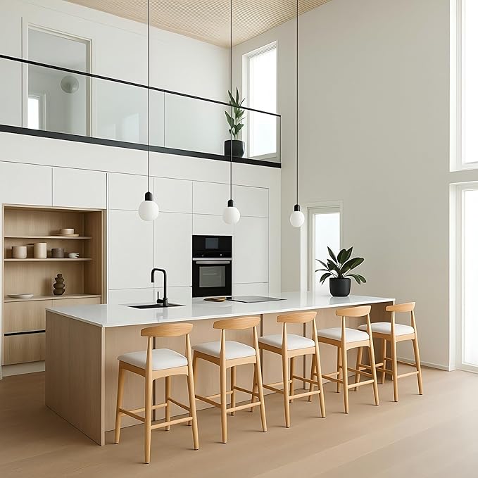 Mid-Century Modern Design 24" Counter Stools,Upholstered Counter Stools with Legs for Kitchen Island，Dining Room