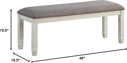 Lexicon Saratoga Dining Bench, Antique White