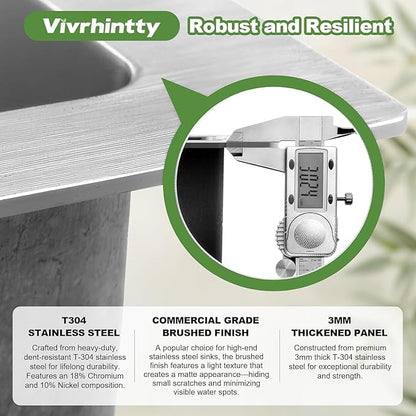 25" x 22" Drop-In Kitchen Sink, Single Bowl Topmount with Nano Coating & Workstation Design, Stainless Steel with Enhanced Durability