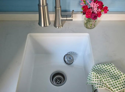 Sinkology Eden 18" White Fireclay Undermount Kitchen Sink, Undermount Installation, Surefire Finish