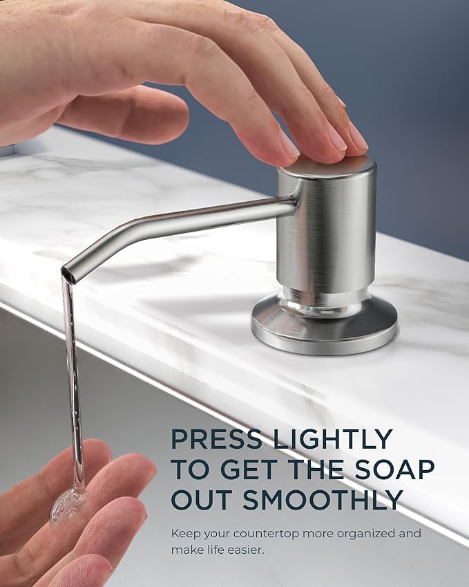 FORIOUS Kitchen Faucet with Soap Dispenser, Brushed Nickel Stainless Steel Sink Faucet with Pull Out Sprayer Modern Single Handle Suitable for Bar RV Farhouse Laundry Outdoor