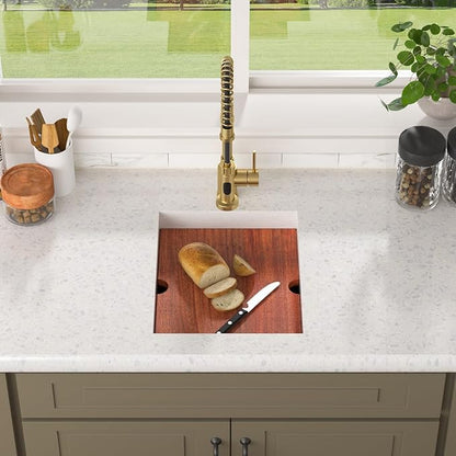 Lordear Gold Undermount Bar Sink 15x18x9 Inch Kitchen Sink Workstation 16 Gauge Stainless Steel Small Single Bowl Bar Prep Rv Island Sink