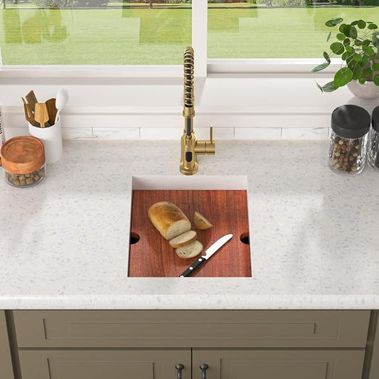 Lordear Gold Undermount Bar Sink 15x18x9 Inch Kitchen Sink Workstation 16 Gauge Stainless Steel Small Single Bowl Bar Prep Rv Island Sink