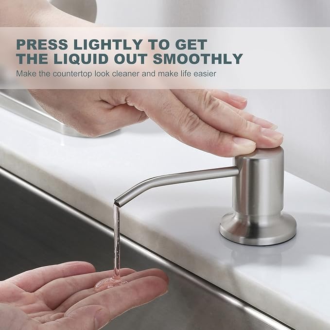 Stainless Steel Kitchen Faucet with Soap Dispenser, WOWOW Brushed Nickel Kitchen Faucet for Sinks, High Arc Single Handle Kitchen Sink Faucet with Sprayer, Vintage Style