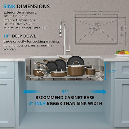 30 Undermount Kitchen Sink - Fulorni 30"x19" Kitchen Sink Ledge Workstation Under Counter 16 Gauge 304 Stainless Steel Single Bowl Basin