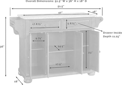 Crosley Furniture Alexandria Stone Top Rolling Kitchen Island Storage Cart, Microwave Stand, Spice Rack, Black